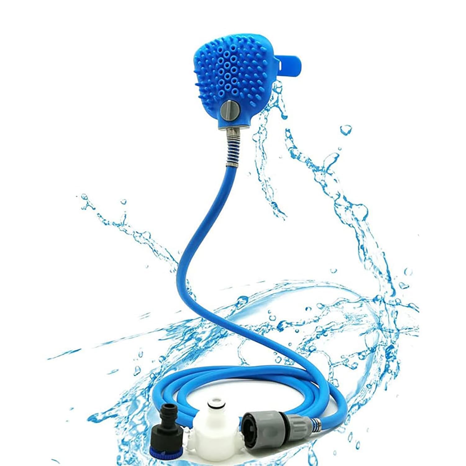 Peyx Dog Shower Attachment with Sprayer & Scrubber, Pet Bath Brush with Indoor Outdoor Adaptors, Handheld Shower for Dogs Cats Horses, Massage Grooming Tool, Adjustable Water Pressure, Easy Installation Pet Bathing Accessory for Home Use 4