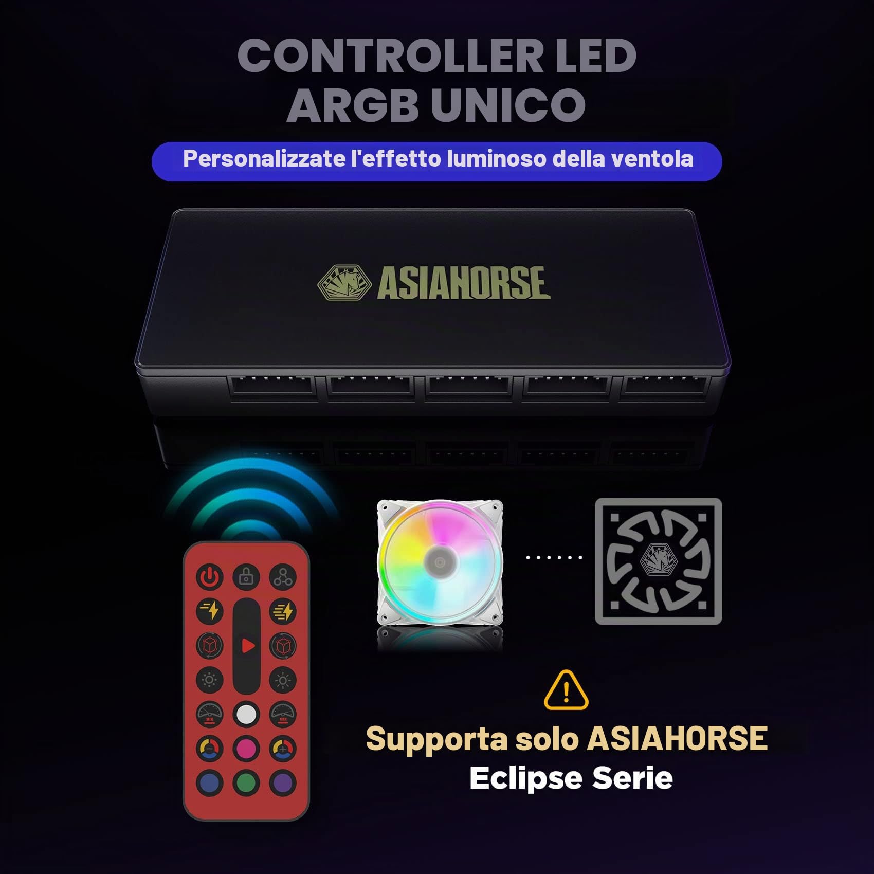 AsiaHorse PC 120MM RGB Ventola, ARGB Case Fan con Hub Control, 4 aureole CPU Case Fan con 24 LED indirizzabili, Computer Cooler Fan per Mainboard Aura Sync, 1500RPM, Bianco, 6PACK