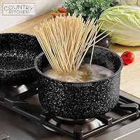 Country Kitchen Cookware Set with Removable Handle, Oven & RV Safe Pots and Pans Set, Black, Original — image 8