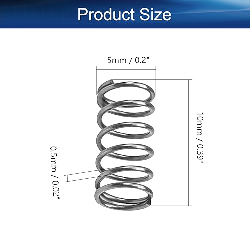 Miniatura 192 de Bettomshin 20 muelles comprimidos, 0.01 pulgadas de diámetro de alambre x 0.12 pulgadas de diámetro x 0.59 pulgadas de longitud libre, construcción