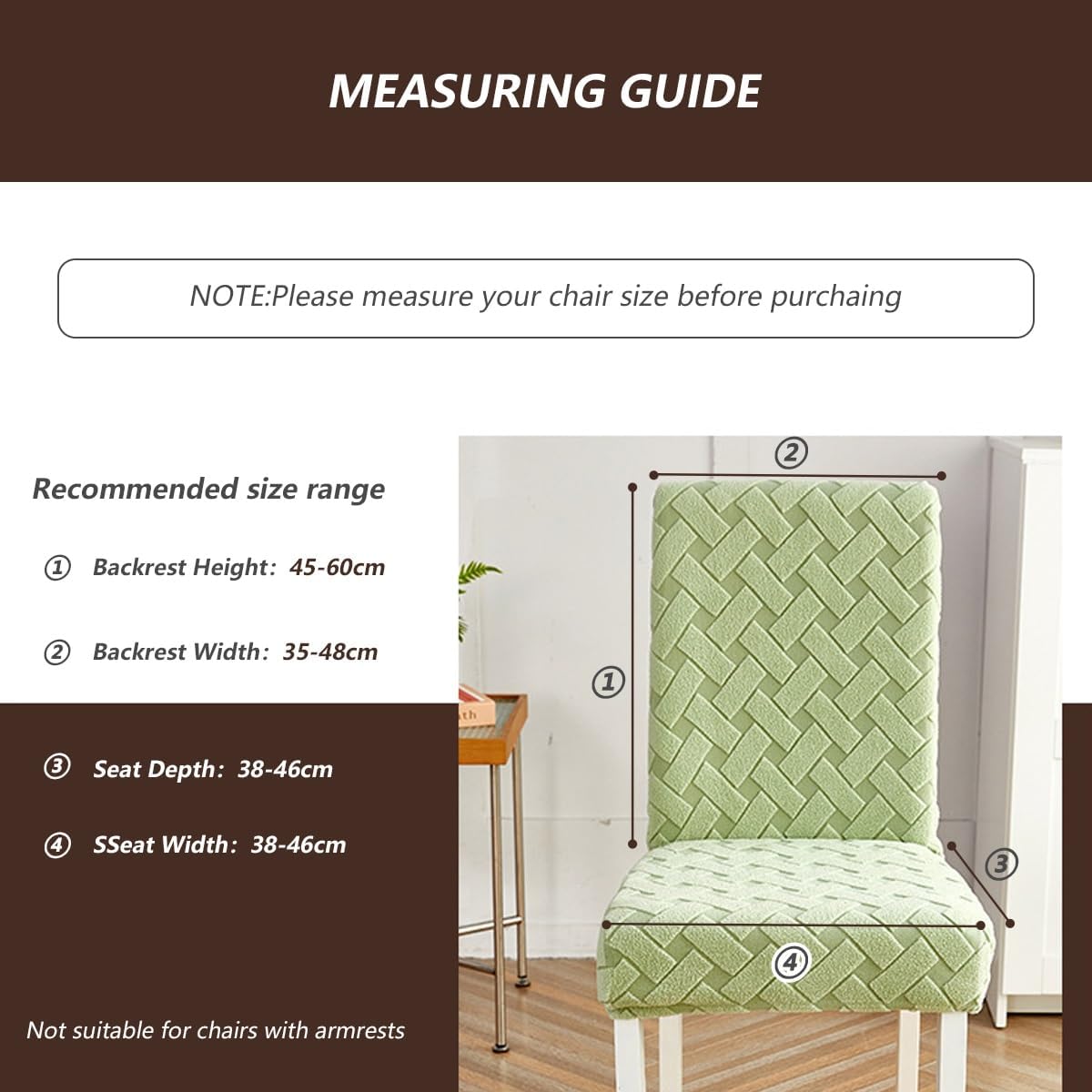 伸縮性 スウェード素材のお部屋に合わせやすい4色｜シルキー ダイニングチェアーカバー 織りテクスチャストレッチダイニングチェアカバー、キッチン/ダイニングルーム用伸縮性スリップカバー、柔らかく洗える家具プロテクター（2