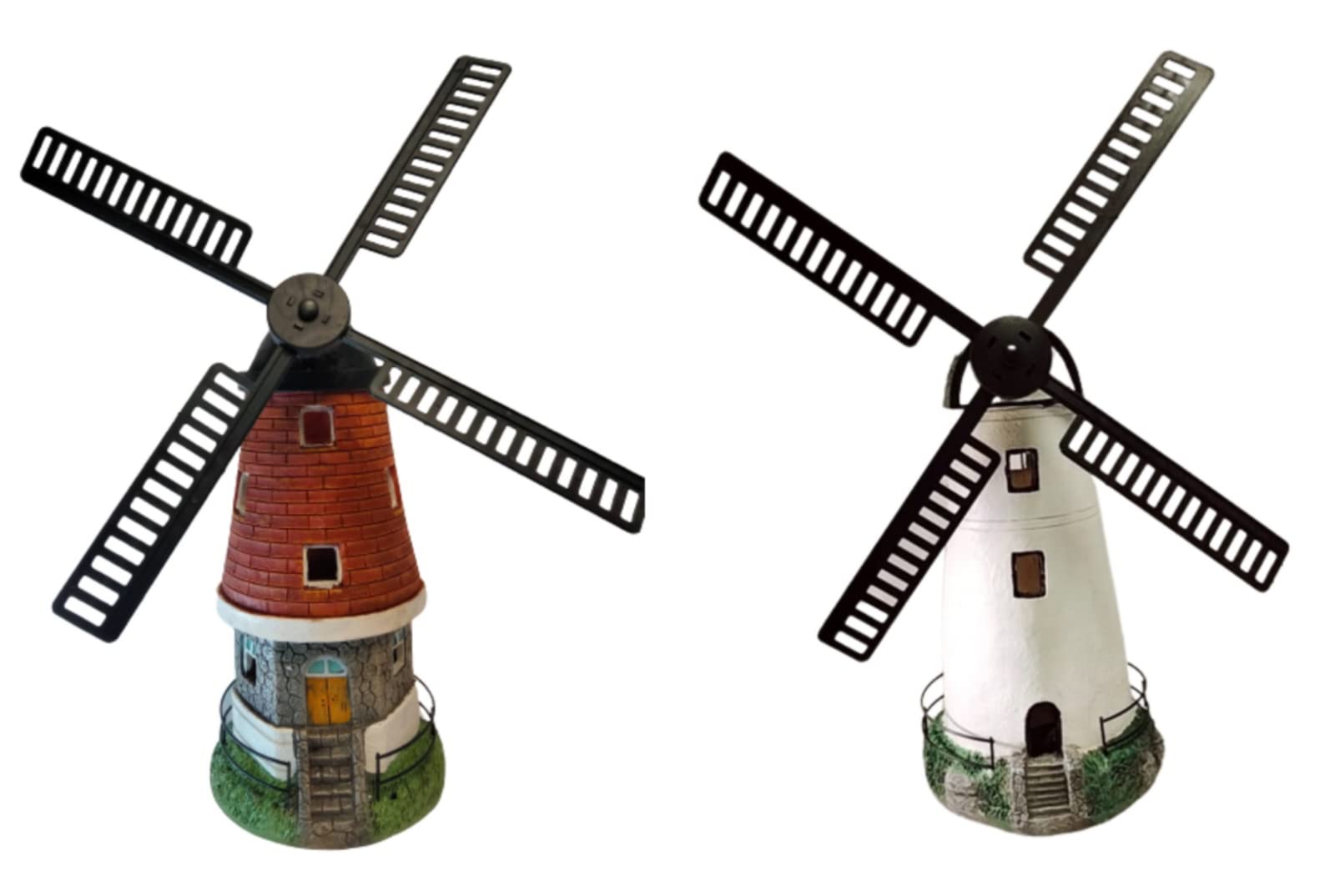 U.saf Solar Power Light & Motion Windmill Traditional Windmill Ornament For Outdoor Decoration Garden Patio Balcony Auto On/No Wiring Required_40 x 20 x 20cm. (Brown)
