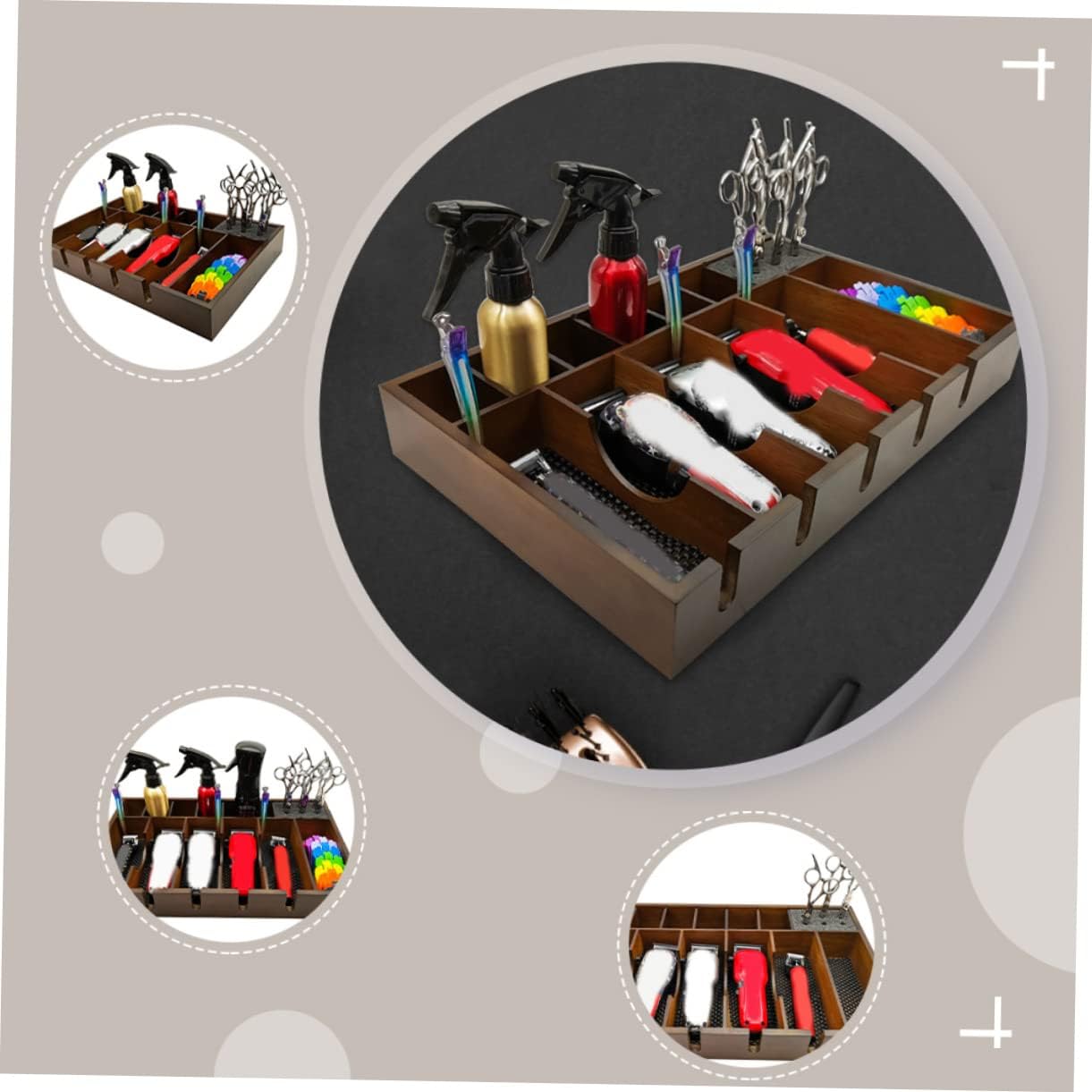 1Pc Vintage Wooden Hair Clipper Holder Rack Elegant Hair Salon Tool Organizer for Efficient Storage Clean Workspace for Barbers Hairdressers