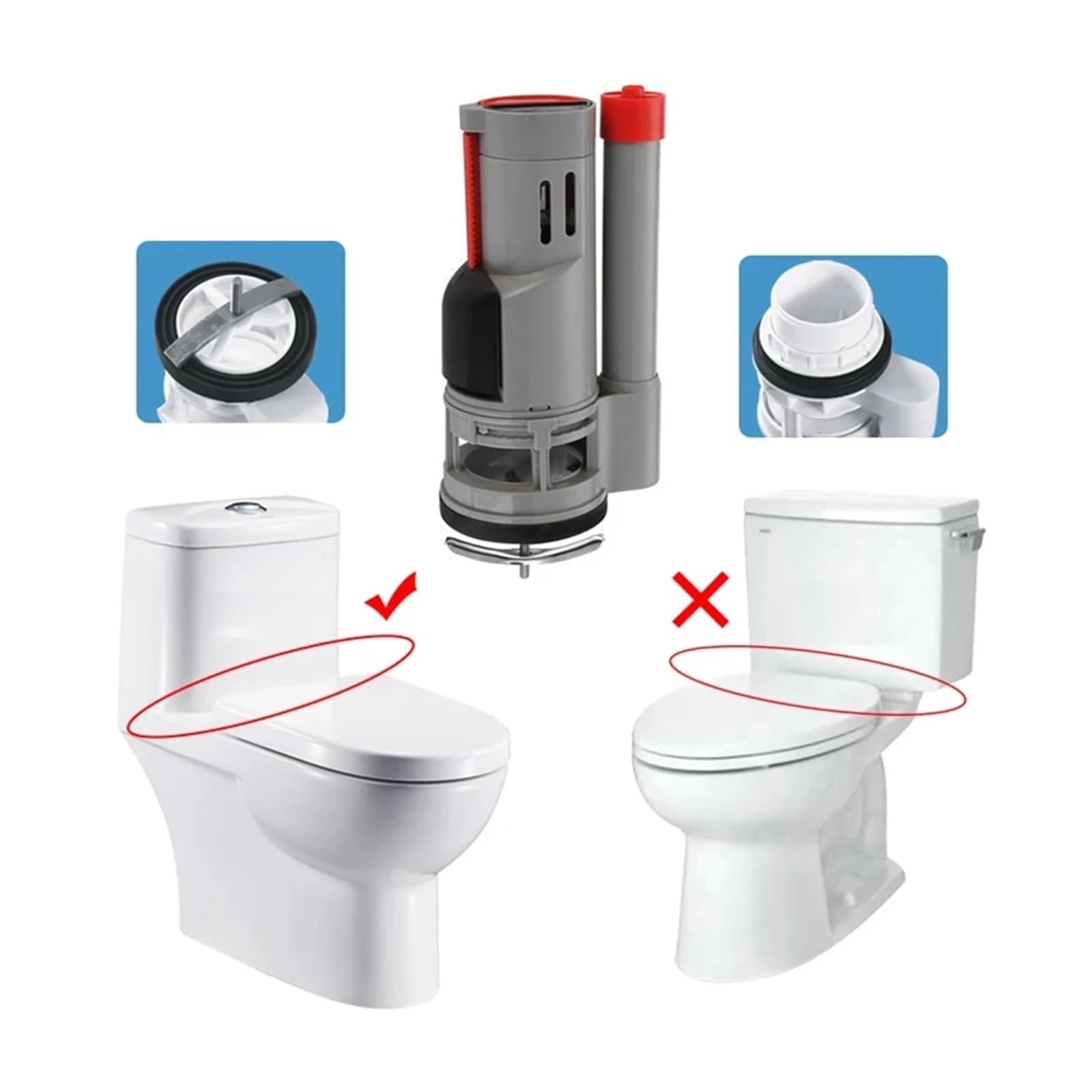Válvula de Entrada de Agua Inodoro Longitud Retráctil General Una Pieza Dividida Tanque de Agua Accesorios(29 35cm Kit)