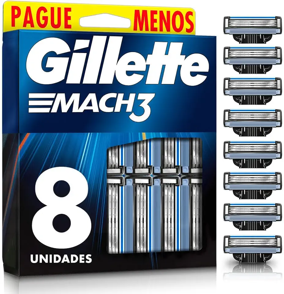 Gillette Mach3 - Carga para Aparelho de Barbear, Leve 8 Pague 6 (o pacote pode variar)