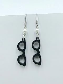 眼鏡 メガネ ピアス ブラック アクリルパール付き