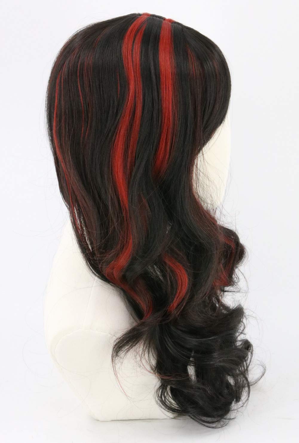 Topcosplay Child Wig Black Mixed Red Long Curly Halloween Outfit Vampire Witch Ghost Wig