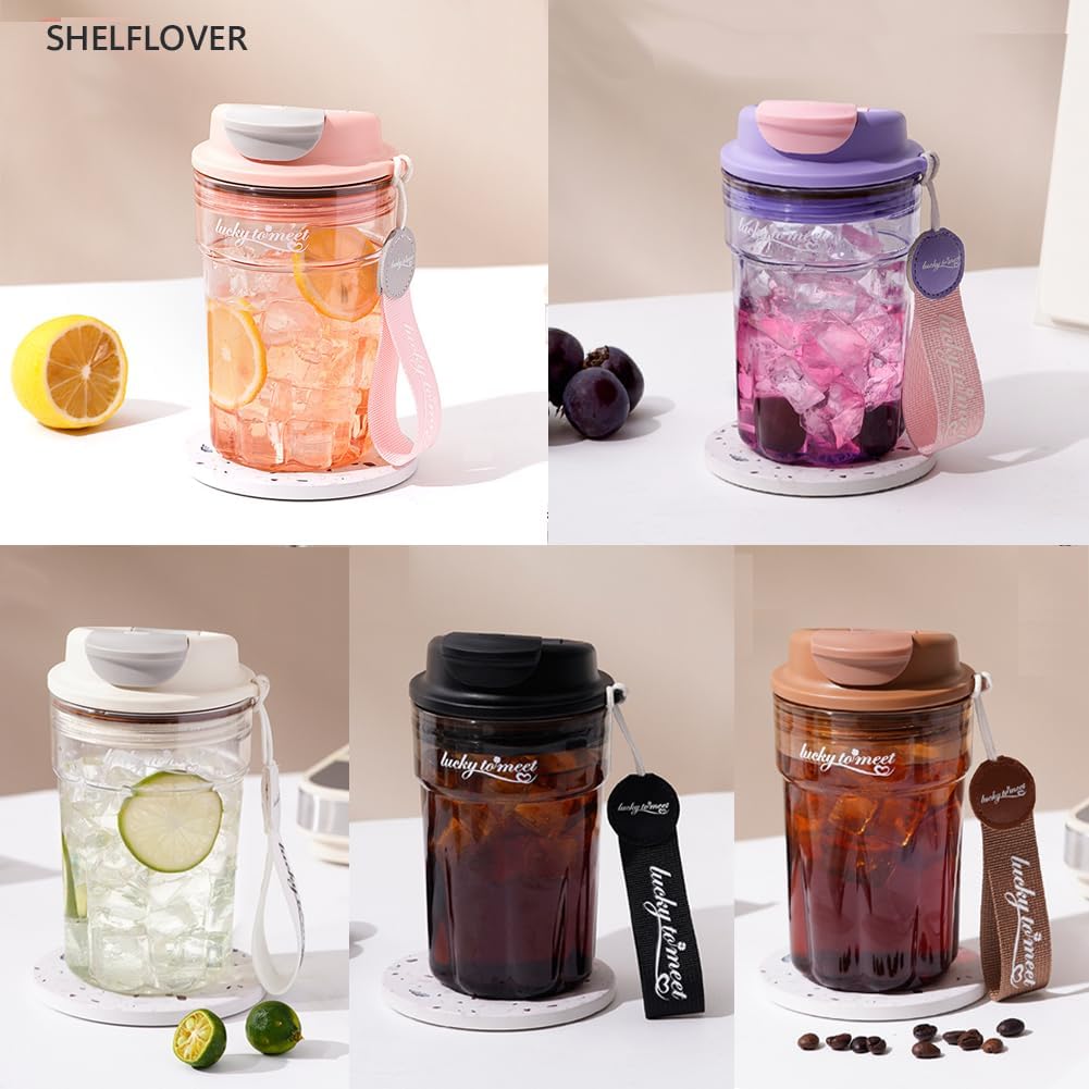 16oz Coffee Cup Cold Water Bottle, Clear and Transparent Cup, 100% Leakproof One Hand, Narrow Spout Easy Carried for Women, Men, Office School Travel, Black - Image 3