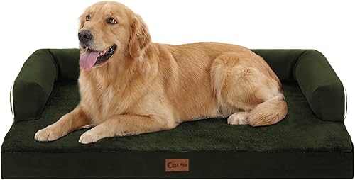 Miniatura 42 de Cama ortopédica para perros extragrandes, cama de espuma XL con forma de caja de huevos impermeable con lados 45x35 pulgadas, cama de sofá para