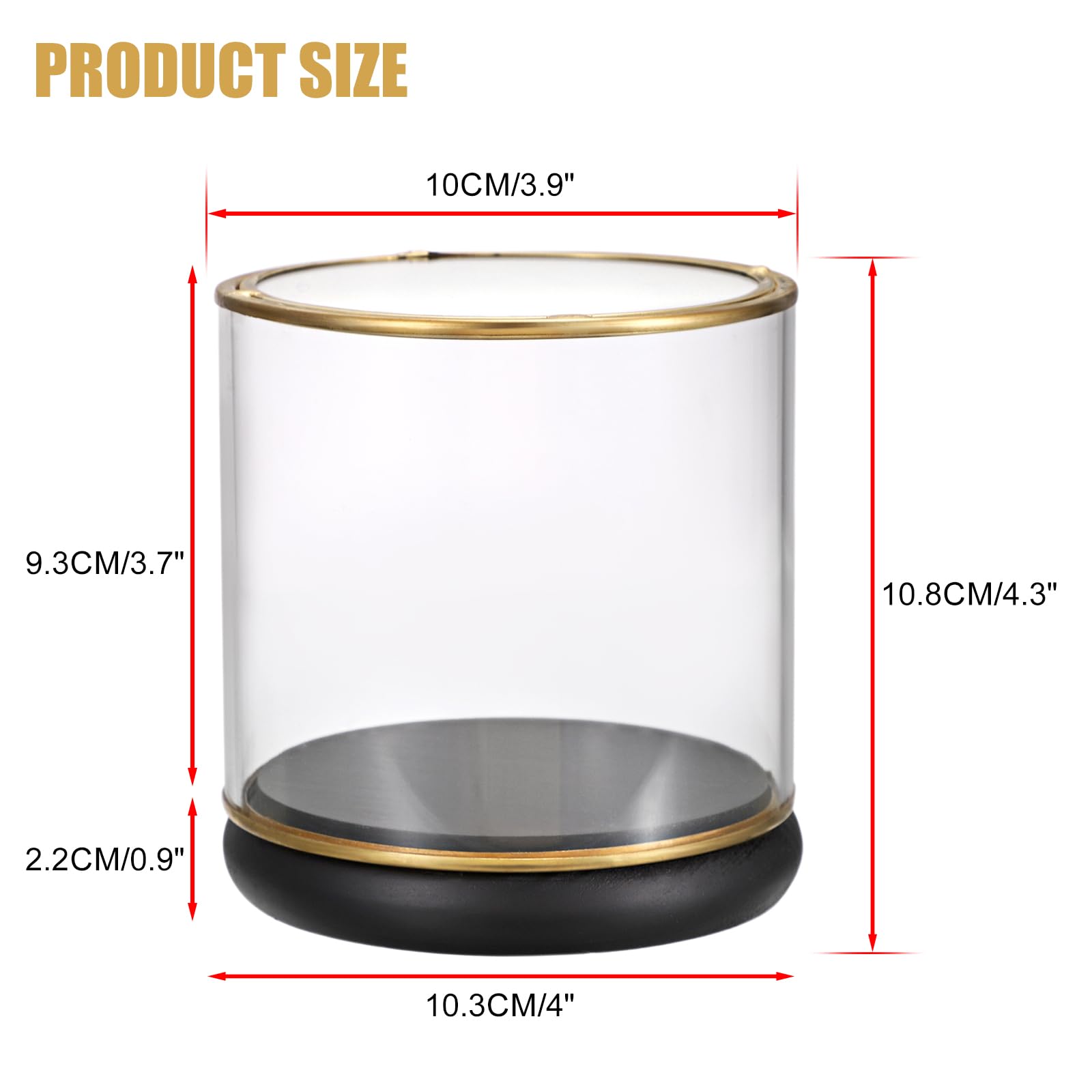 SUMNACON Clear Glass Display Case Cylinder Showcase with Black Base - Image 3