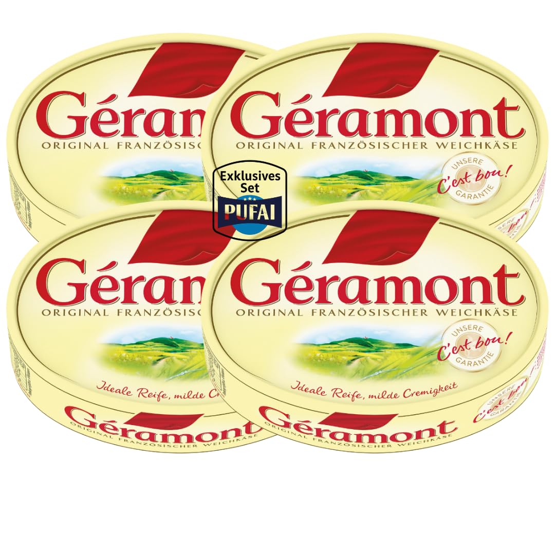 Géramont Weichkäse Natur – 125 g, 4er Pack | Französische Käsezubereitung aus Kuhmilch | Sanft & cremig