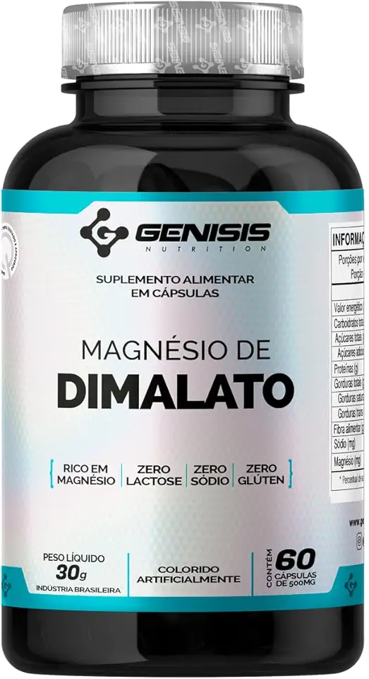 Magnésio Dimalato Original Dimagnésio Malato Genisis 60 Cápsulas