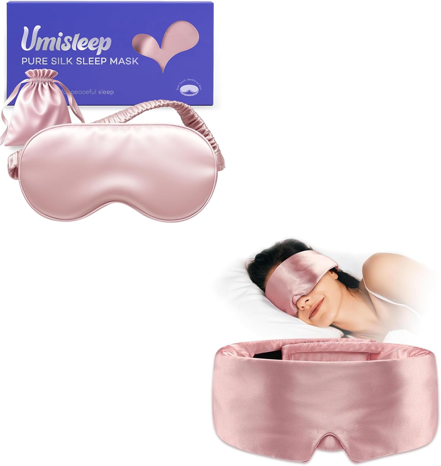 Umisleep 1 Pack Silk Sleep Mask and 1 Pack Satin Sleep Mask