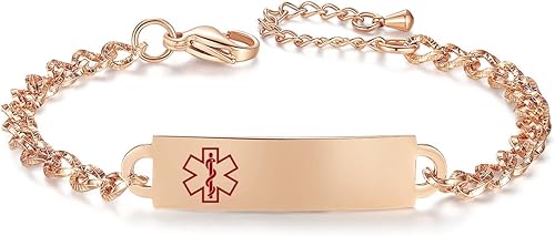 Miniatura 1 de Pulseras de alerta médica AOAMID para mujeres, ajustables, personalizadas, con grabado gratuito, pulseras de identificación médica de 6.5-8 pulgadas