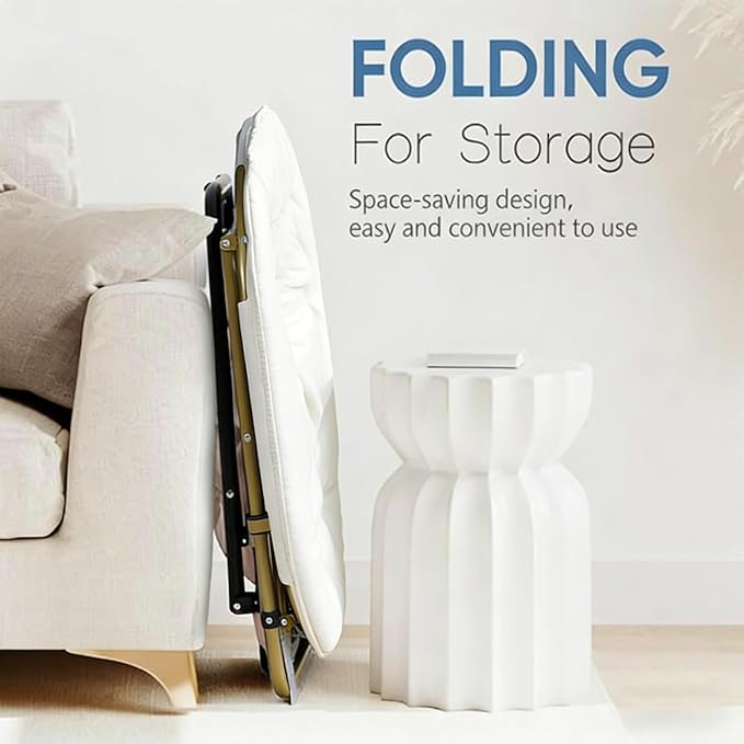 Sillón Plegable Descanso Redondo Peluche Blanco miniatura 5