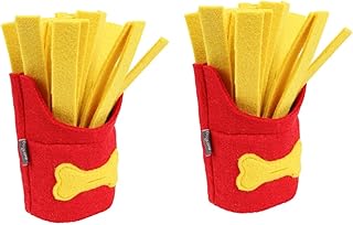 balacoo 2pcs Game Food Interactive Plush Shaped Chew Squeaky French Fries Toys Skills Hide Slow Foraging for Puppy Dogs Dog Toy Snuffle Toy- Seek Pet Boredom Nose Feeder Chewing