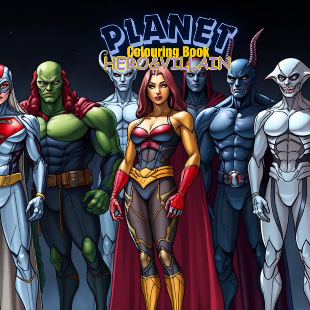 Planet Hero & Villain: Super fun Super Hero & Super Villains colouring book