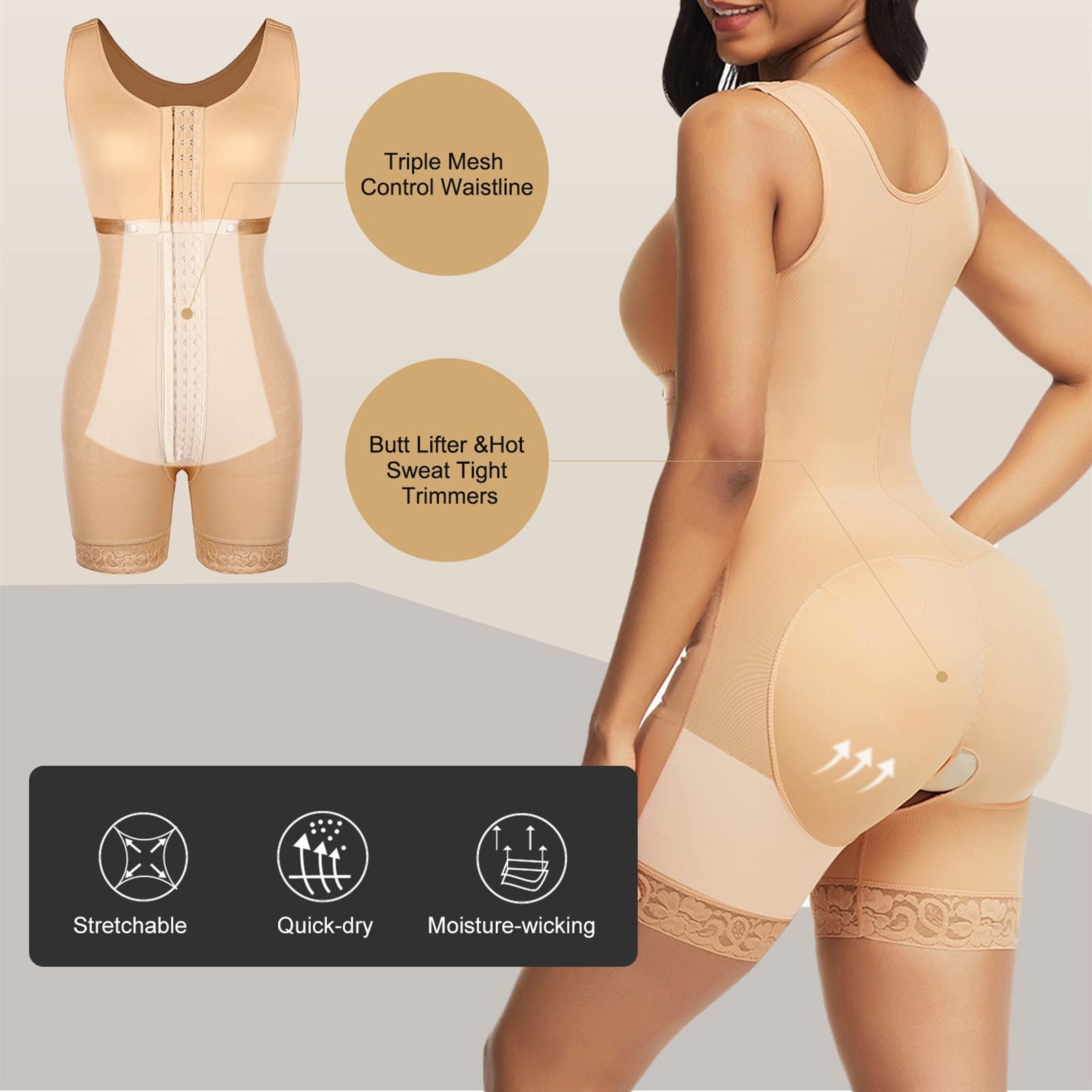 MMRTDJDR Body Shapewear Body dla kobiet Modelują brzuch