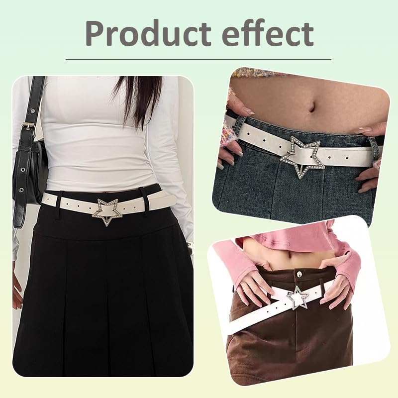 Retro Bling Star Y2k Accessories for Women Cowgirl Western Belt for Skirts Jeans Sparkly Glitter Star Belts Y2k Grunge Belt for Women Gothic Pu Belts for Jeans Pants Gen Z Fashion2