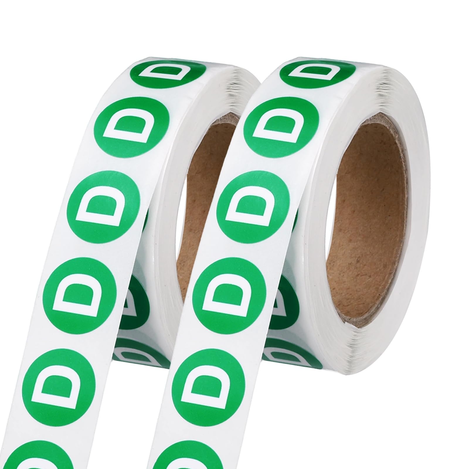 PATIKIL 0.6" Letter Stickers, 1200Pcs Alphabet Stickers Letter D Round Labels Small Vinyl Self Adhesive Label Circle Decals 2 Roll Capital Initial for Office Home Organize Inventory, Green