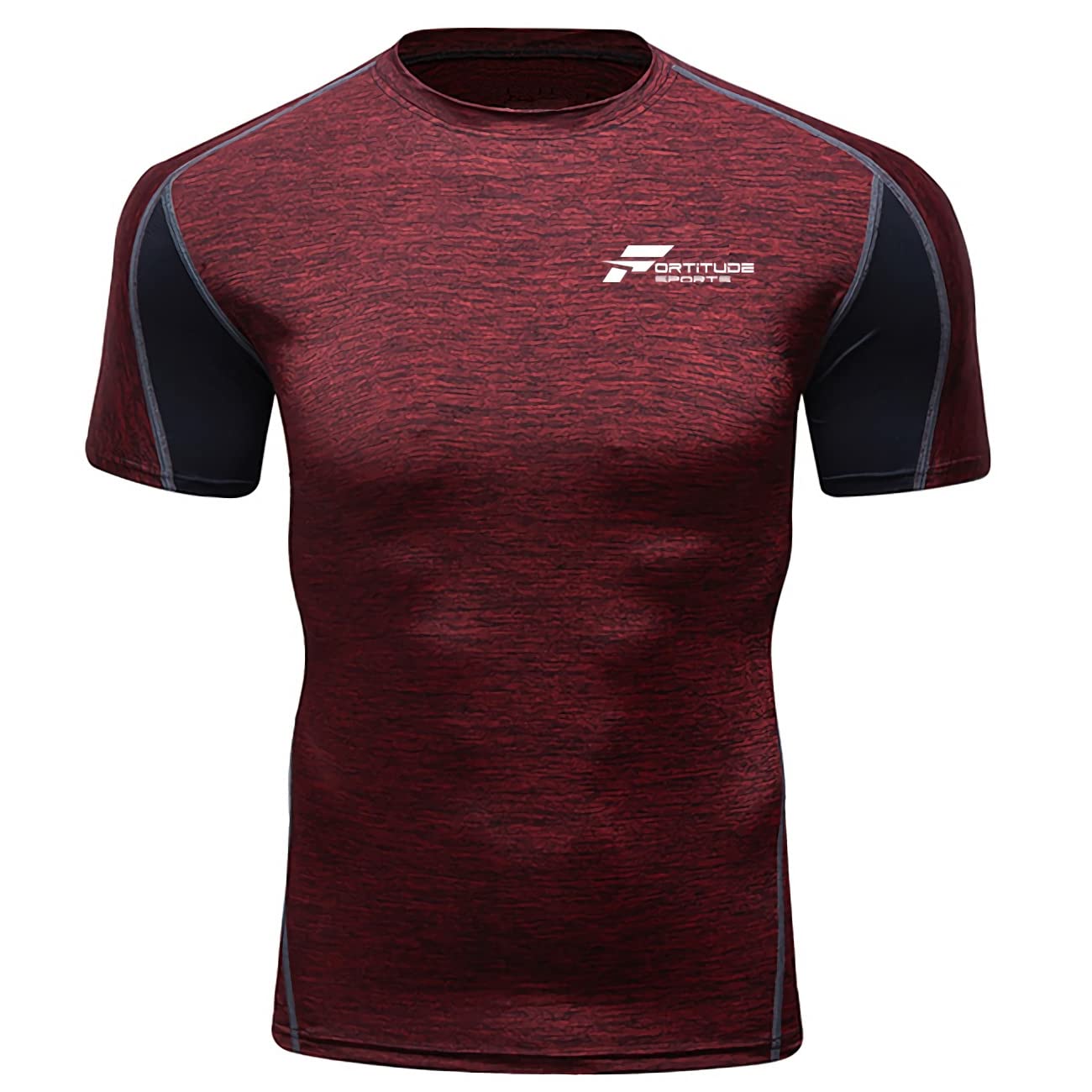 Fortitude Sports Men's Red Compression T-Shirt | Base Layer For Fitness, Running, Bjj Mma Short Sleeve Rashguard Gym Shirt For | Short Sleeve Gym T-Shirt Rash Guard (, Small)