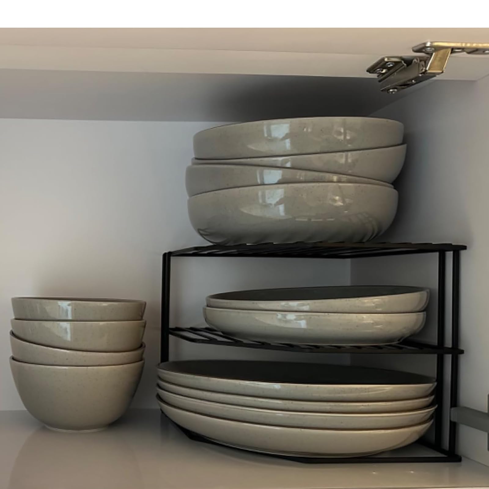 Estante de esquina de cocina de 3 niveles, organizador de armario y mostrador de cocina, 9 x 9 x 7.5 pulgadas, alambre de metal, organizador de armario de despensa y estante de almacenamiento 4