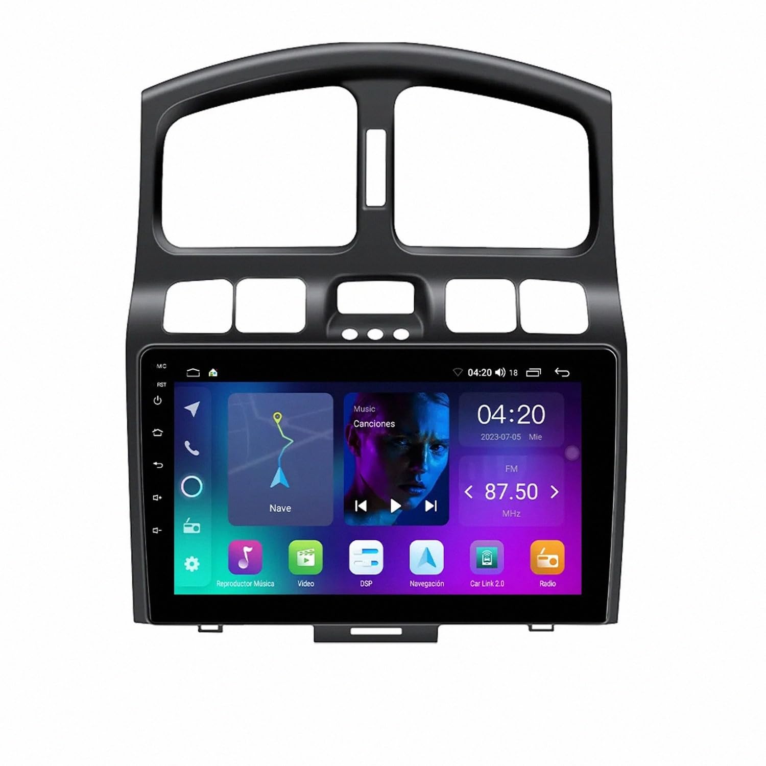 Car Multimedia Radio per Hyundai Classic Santa Fe 2000-2012 Bluetooth, Ips Touchscreen Radio con Siri/Vocale/Gps Navigazione/Musica Online/Mirror Link, Telecamera di, 4 Nucleo 1G+32G