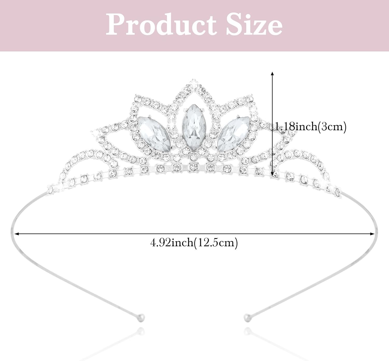 Princess Tiara Silver Crystal Tiara Crown Rhinestone Princess Crown Silver Parties Prom Headdresses - Image 2