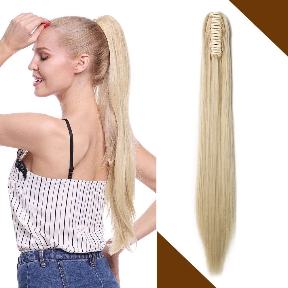Silk-co Ponytail Hair Extension Claw on Pony Tail Clip in Hairpiece Synthetic Straight Bandage Hair Extensions