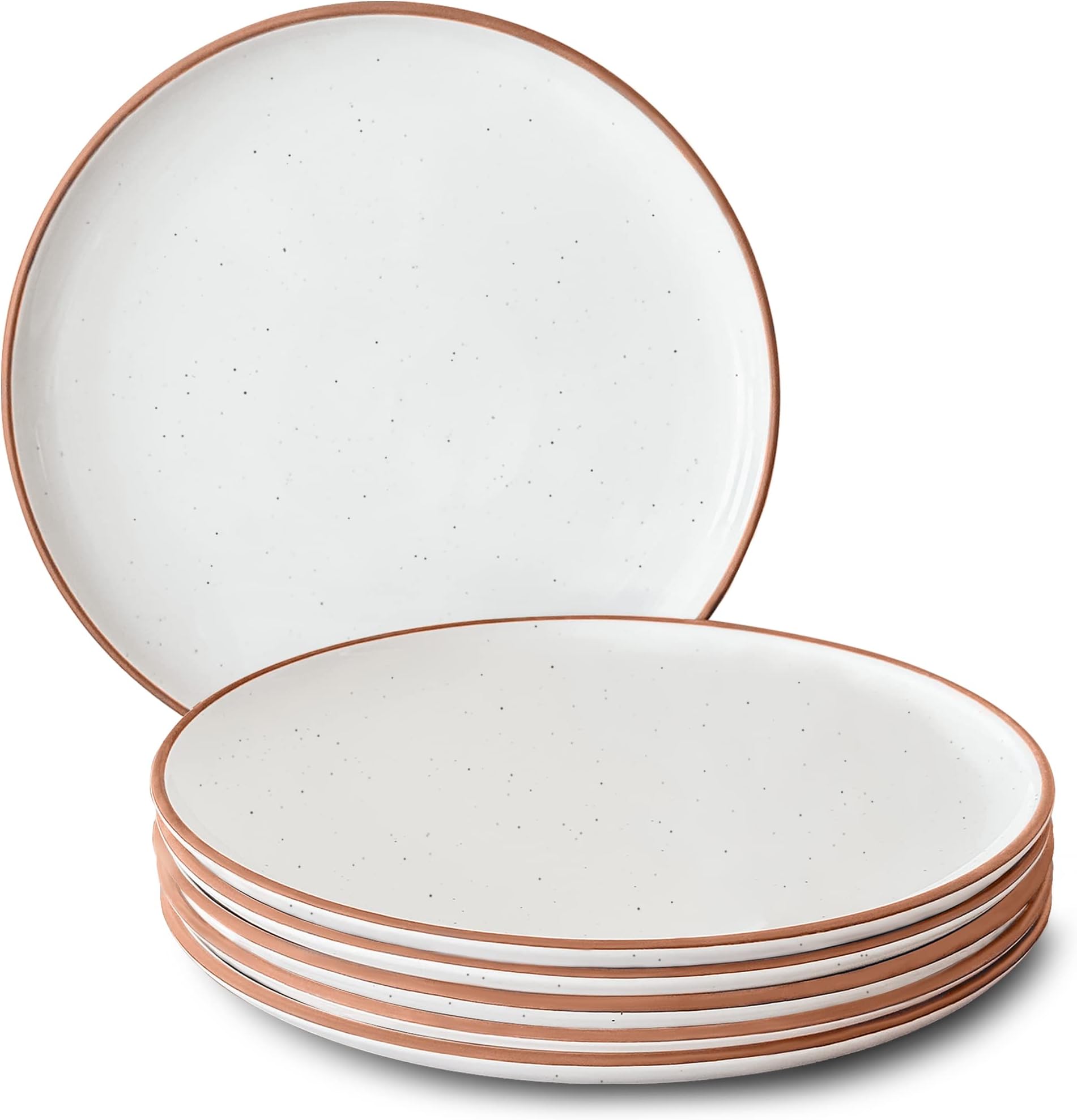 Mora Ceramic Plates, 10 inch - Set of 6 - Dinner Plate. Microwave, Oven, and Dishwasher Safe, Scratch Resistant, Modern Dinnerware- Kitchen Serving Porcelain Dish - Vanilla White
