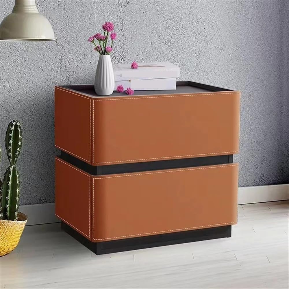Table de chevet orange 2 tiroirs de 30x40x48cm pour le rangement de la chambre