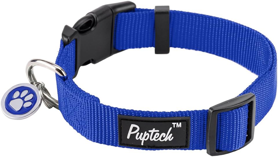 Large Dog Collar Nylon Adjustable with ID Tags for Medium Big Pets 14.5"-20" PUPTECK