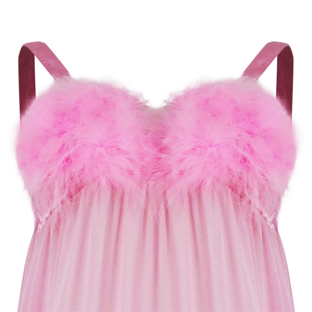 Fembot - Vestito sexy da donna con piume, vestito da robot, lingerie rosa, camicia da notte con guanti copricapo