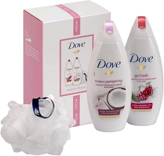 Dove Relaxing Beauty Body Wash Duo Gift Set With Bath Puff