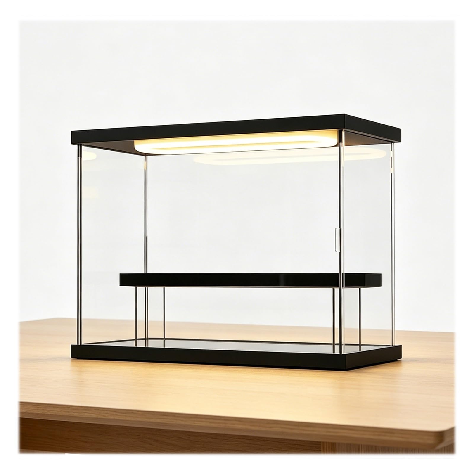 Acrylic Self-assembly Dustproof Collectibles Display Case with Lights, Clear Acrylic Countertop Showcase Exhibit Box, Sturdy Figure Display Collector Bin(A)