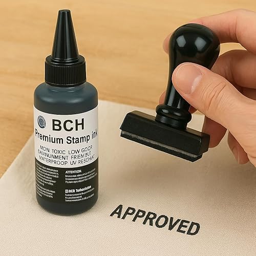 Miniatura 4 de BCH Recambio de tinta de sello premium, colores de tinta negra, azul y roja, de larga duración, secado rápido, impermeable, para sellos de goma y
