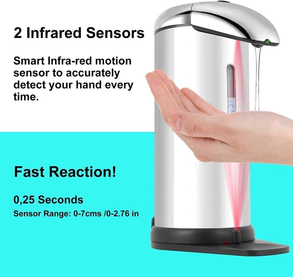 Dispensador automático de jabón con sensor de movimiento infrarrojo, diseño manos libres sin contacto, base impermeable, ideal para baño, cocina, hotel y restaurante