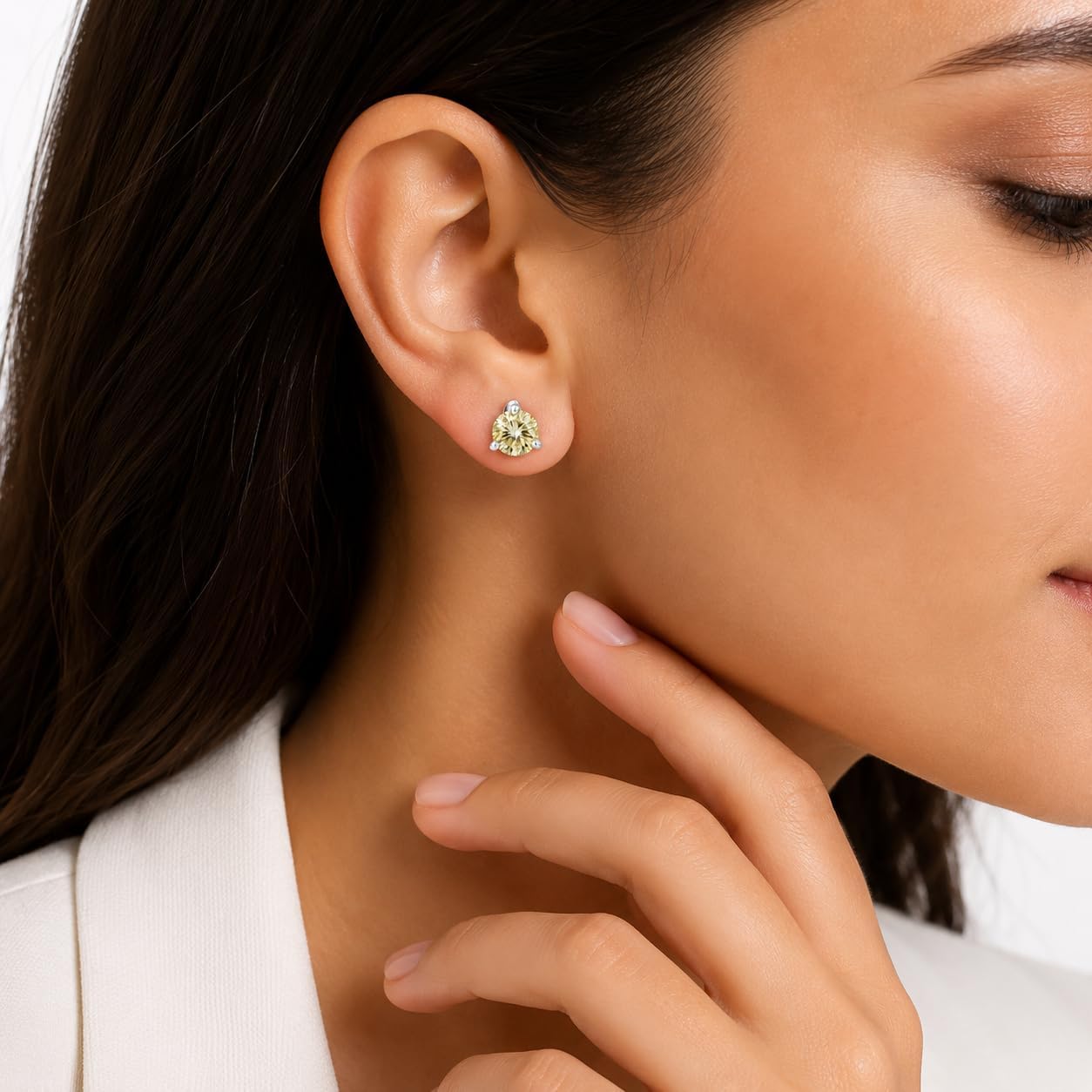 REAL-GEMS Diamond Stud Earrings for Women in 925 Sterling Silver Multiple Shapes, Colors & Carat Sizes