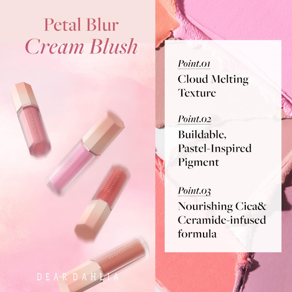 DEARDAHLIA Petal Blur Cream Blush (Fairy) - Soft-Blur Vegan Blush with Lightweight, Cloud Melting Texture, High-Pigment, Long-Lasting, Buildable, Cream to Powder Finish. Sensitive Skin Friendly. 4g - Image 4