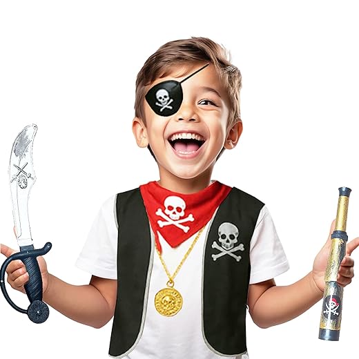 Fantasia Infantil Pirata 6 Produtos - Tamanho Único 3 a 7 anos