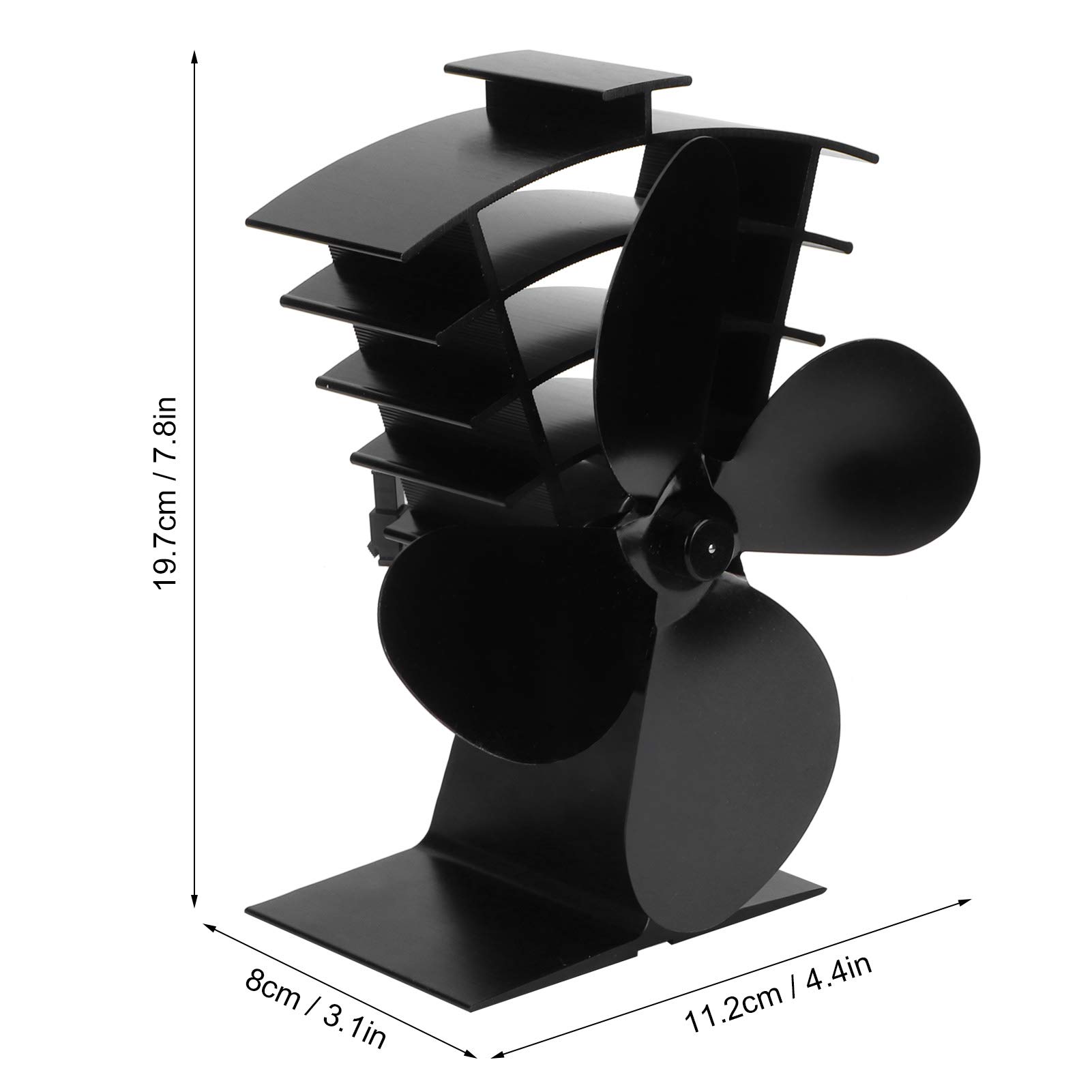 Qcwwy Wärmebetriebener Ofenventilator, Kaminventilator 4 Flügel for Holzofen Kamin