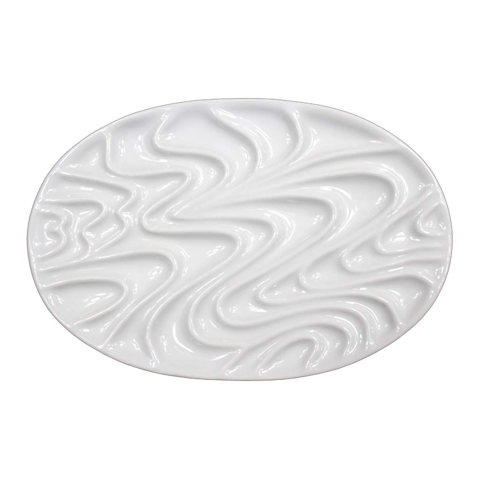 Artists Paint Palettes, Ceramic Watercolor Palette Multicolor For Gouache Oil Painting(Oval Wave)