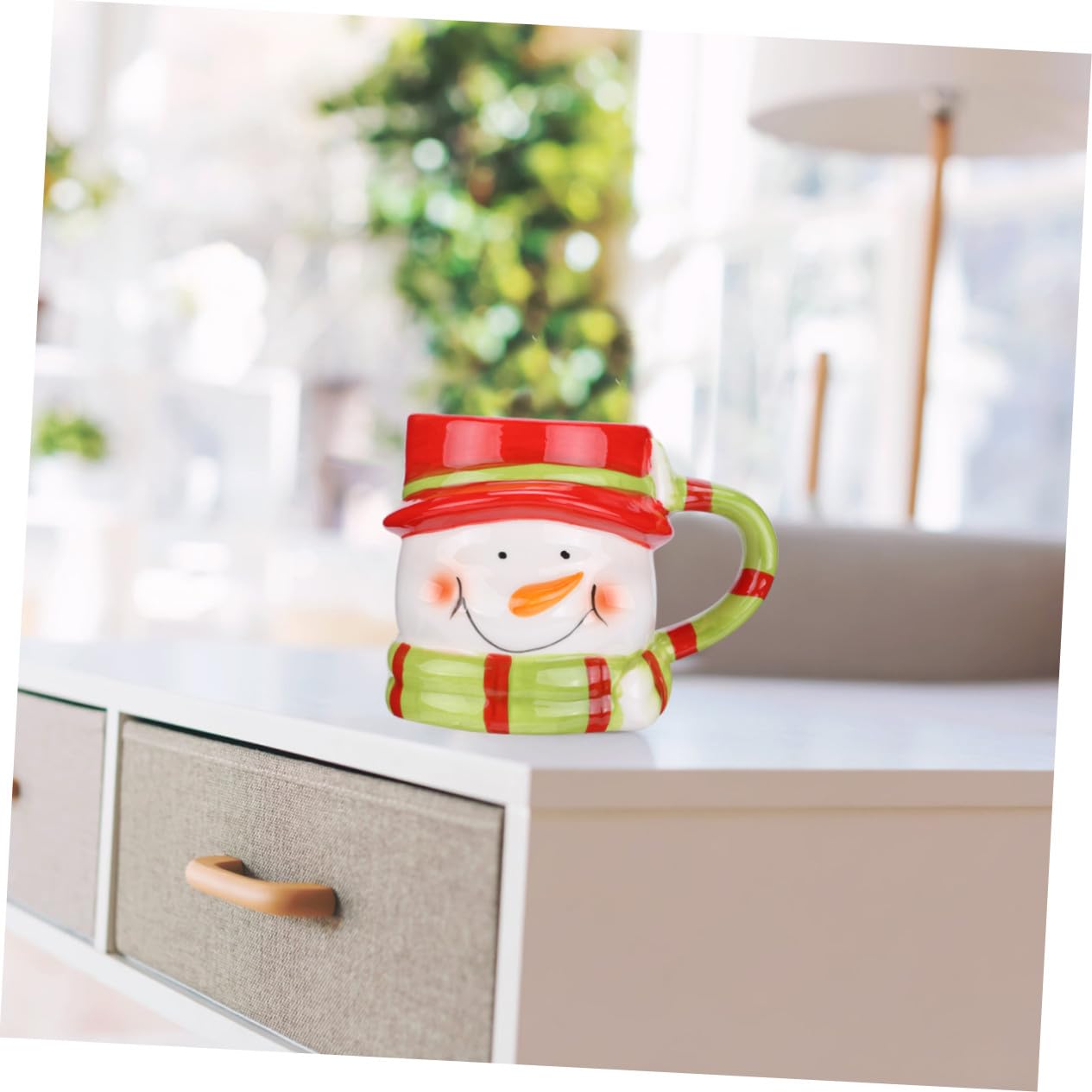 Weihnachtlicher Schneemann Keramikbecher Bunte Frühstückstasse Milchgeeignete Kaffeetasse für Büro Zuhause Geschenkidee Weihnachten