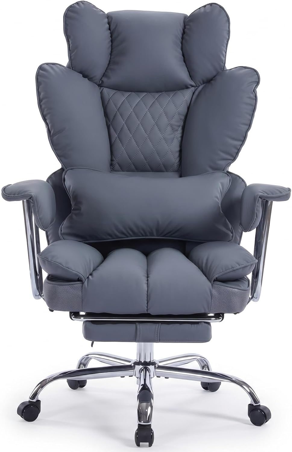Garvee_SC 350LBS Big and Tall Office Chair, Ergonomic Desk Chair with Foot Rest & Ergonomic Pocket Spring Lumbar Support,150°Reclining Adjustable Armrests,Heavy-Duty Office Chair for Plus-Size Users