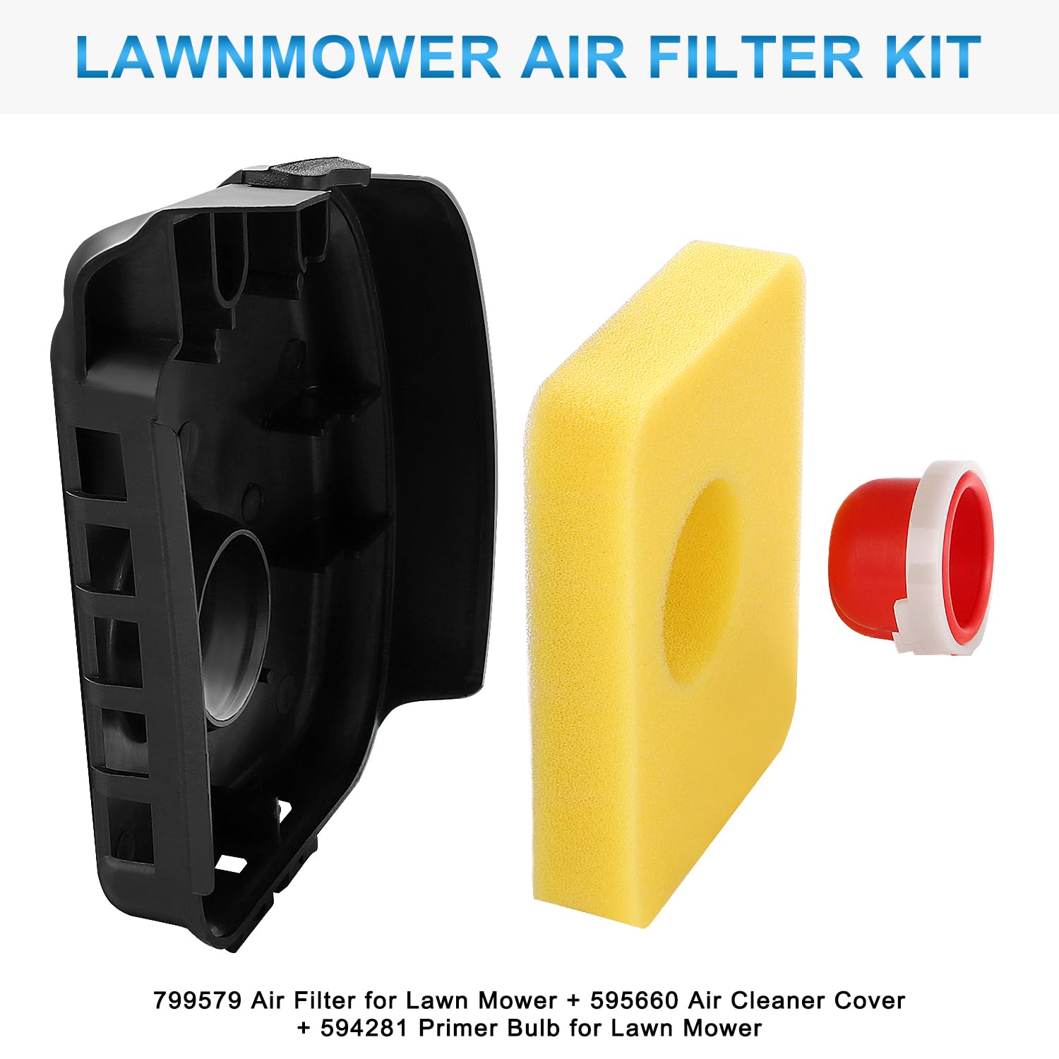 VooGenzek Air Cleaner Cover 595660 and 594281 Primer Bulb for Lawn Mower and 799579 Air Cleaner Foam Filter Replacement - Image 4