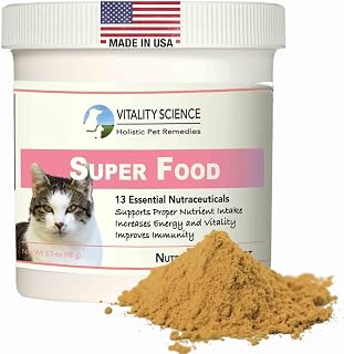 Vitality Science Super Food for Cats | High Potency Multi-Vitamin and Mineral Supplement | Increases Energy and Vitality | 100% Natural (98g)