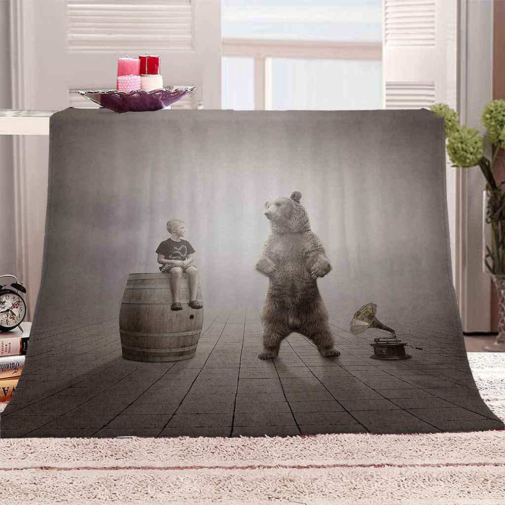 Couverture polaire en flanelle plaid chaud 3D enfant doux toutes saisons