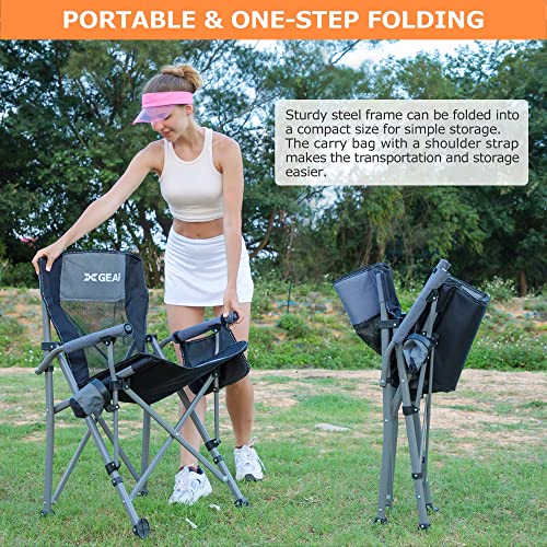 Hard Arm Folding Camping Chair Beach Chair Lawn Chair For Adults With Mesh Back (Cool Grey 2Pc) #TOP5