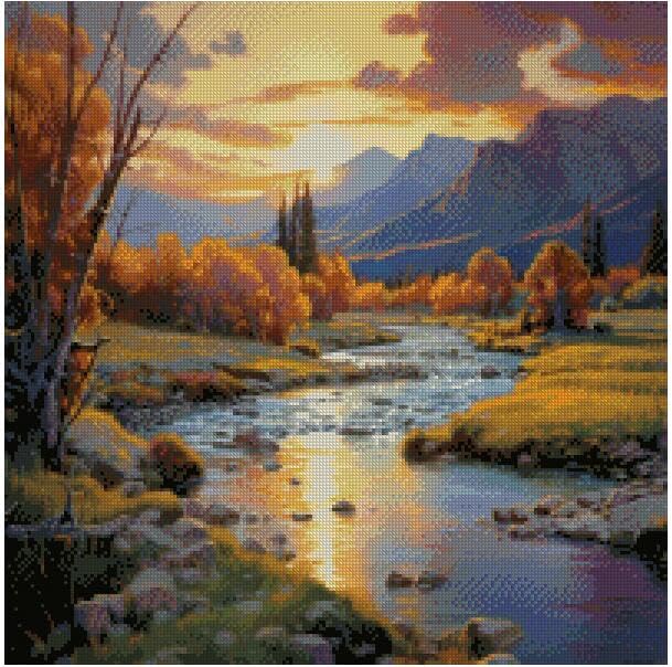 Kit de point de croix compté automne 14 ct en coton de 36x36 cm
