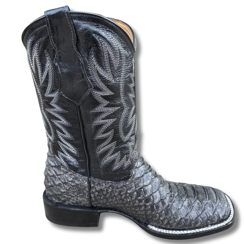 Image of Men's Alex Exotic Caiman Python Western Cowboy Boots Square Toe Pull On Tall Shaft bota de vaquero para hombre